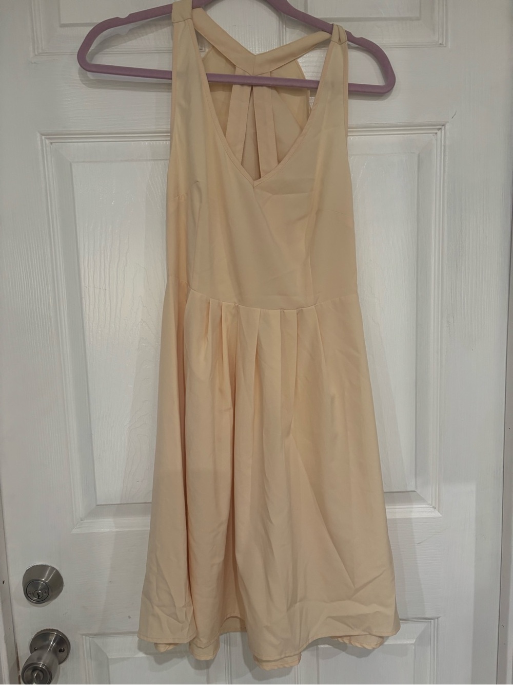 Ya Los Angeles Cream Sleeveless Pleated Mini Dress with Crossback Straps
